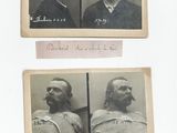 three old black and white photos of men with beards and mustaches