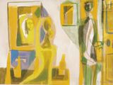 une peinture représentant un homme debout devant un miroir