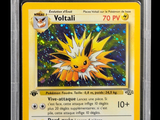 a close up of a pokemon card on a black background