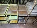many old metal shelves that are sitting in a room