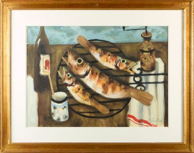 Eugène BABOULÈNE (1905-1994). Nature morte aux poissons ou "… - Photo 1