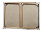 an image of a pair of wooden framed canvass on a white wall