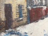 a painting of a house in the middle of the snow