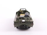 a toy army truck with a gun in the back