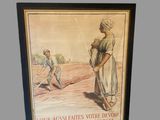 tableau représentant une femme et un homme dans un champ avec une charrue