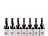 six bouteilles de vin rouge alignées