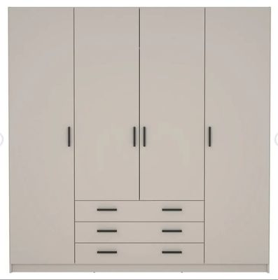 une armoire blanche à deux tiroirs et deux portes