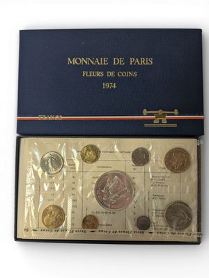 COFFRET de la MONNAIE DE PARIS, série de pièces françaises fleurs de c