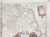 an old map of the country of england with people and animals on it