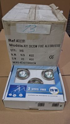 Lot de 10 kits de 3 spots fixes encastrables