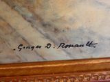 une image représentant un tableau sur lequel figure une inscription au bas de la toile