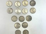 a close up of a bunch of coins on a table