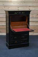 Secrétaire à abattant en bois laqué noir à décor d'oiseaux b… (photo 2)