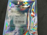a close up of a foil bag with a sticker on it