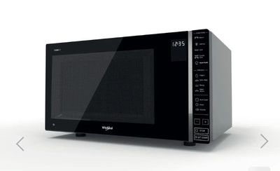 an image of a black microwave oven on a white background
