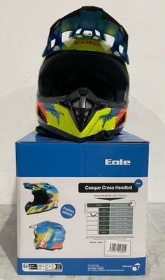 a box with a helmet on top of it