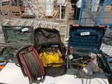 a suitcase that is sitting on a table in a warehouse