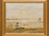 une image représentant un tableau où l'on voit une femme assise dans un champ