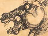 an image of a drawing of a dragon head on a piece of paper