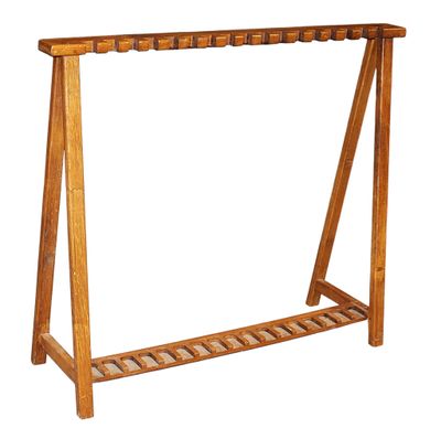 an image of a wooden rack with a shelf on it