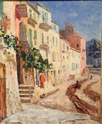 Felix Pierre MANGIAPAN (1884-?) Village méditerranéen 61 x 5…