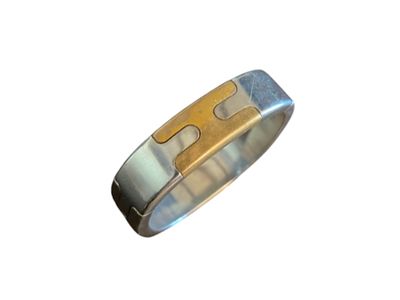 an image of a silver and gold ring on a white background