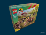 a box of lego jurassics with a dinosaur on it
