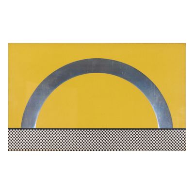 an image of a painting of a yellow and black circle