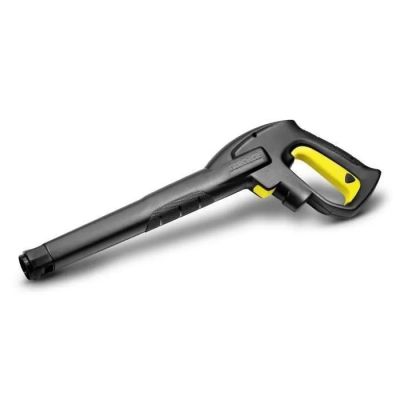 un aspirateur noir et jaune posé sur une surface blanche