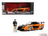 a man standing next to a toy car with a man standing next to it