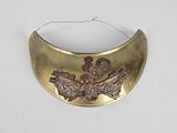 gold plated collar with two birds and a bird on it