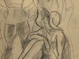drawing of a man and a woman sitting on the ground