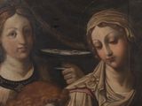 painting of two women holding a plate of food in their hands