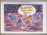 four different pictures of a cartoon book page with a picture of a girl and a cat