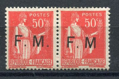 two red and black postages with a man and woman on them
