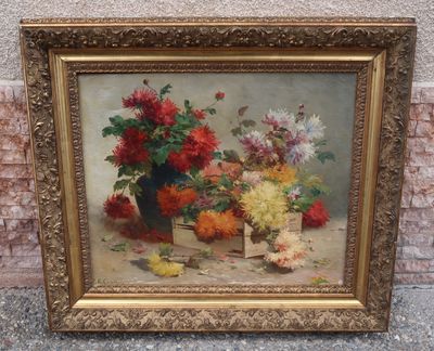 une image d'une peinture de fleurs dans un vase