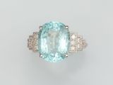 Bague ovale en aigue-marine et diamants