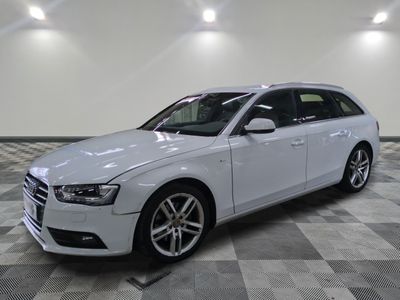 an image of a white audi wagon parked in a garage