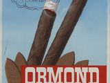 an advertisement for ormond brazil with two cigars on top of each other