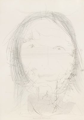 a drawing of a man with long hair and a beard