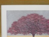 painting of a tree in a field with a sky background