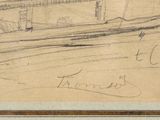 a picture of a drawing of a train on the tracks