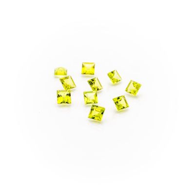 5x5mm square faceted yellow topazte glass beads