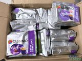 a box of assorted coffees in a cardboard box