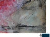 abstract painting of a red and white cloud with a red sky in the background