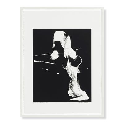 an image of a black and white photo of a man with a tennis racquet
