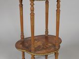an image of a wooden table with a tray on top of it