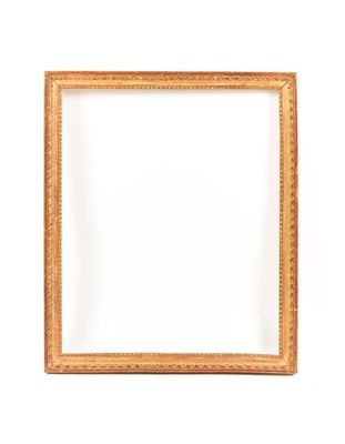 an empty wooden frame on a white background