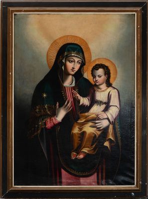 a painting of a woman holding a child in her arms