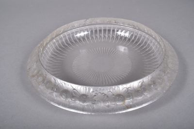 a clear glass plate with a circular design on it